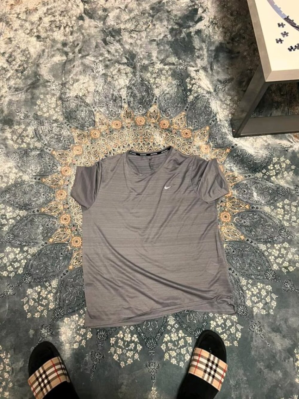 Nike Dri-FIT Miler Running Tee — Gray, Size L
